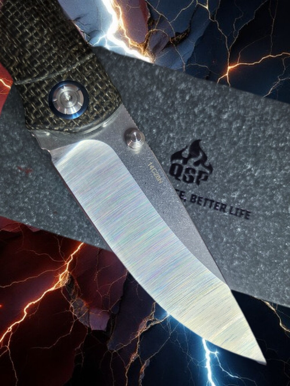 QSP // Copperhead // Liner Lock Knife // Brown Micarta 